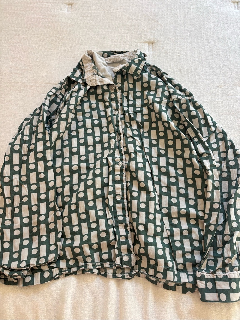 Daily Drills PJ Shirt in Green and Cream